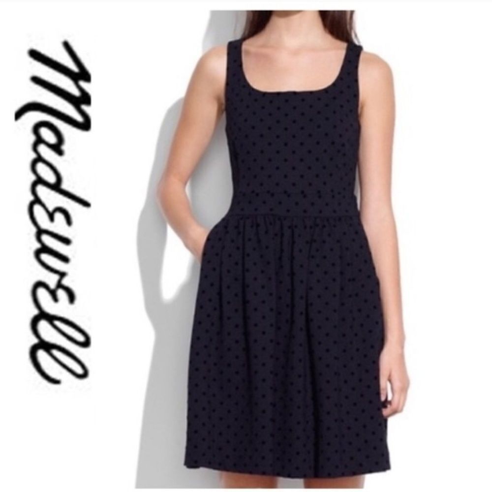 Madewell Black Velvet‎ Polka Dot Mini Dress Sm